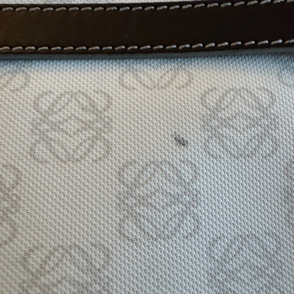 Loewe White and Dark Brown Anagram Canvas Tote